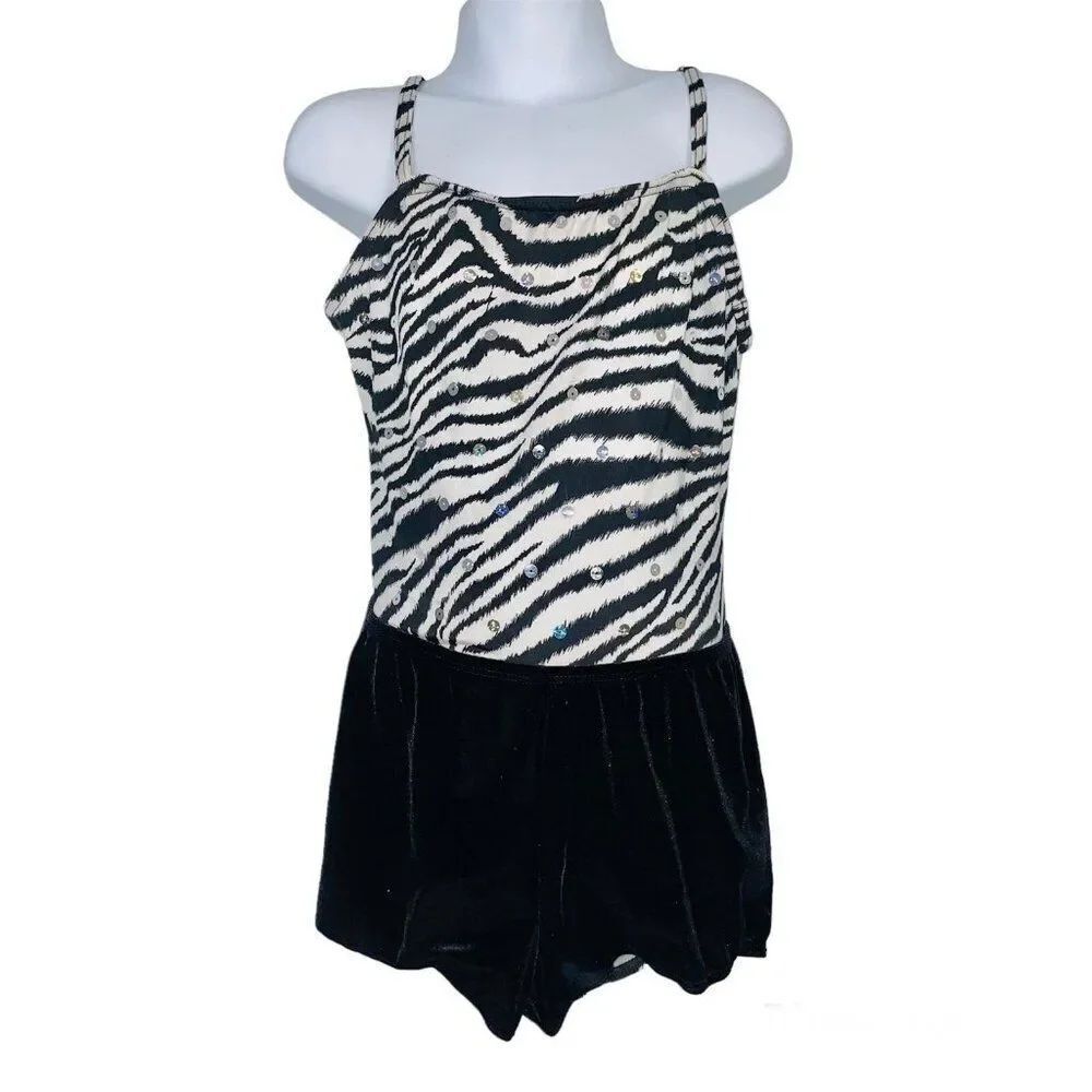 Weissman 5929 DanceâCostume Zebra Leotard Girls L PB003 Shorts 2 pc